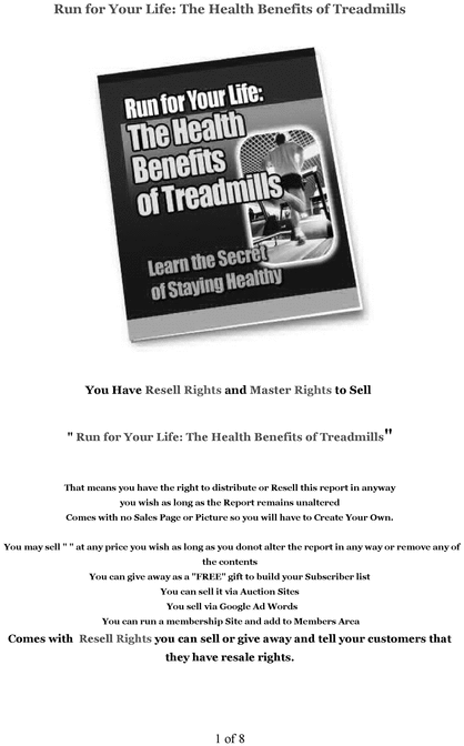 Product picture Run for Your Life: The Health Benefits of Treadmills
