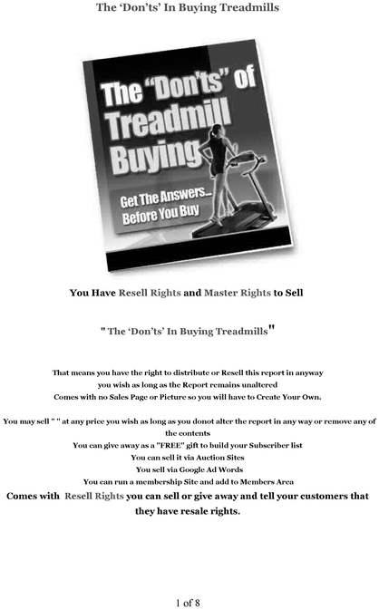 Product picture The Donts In Buying Treadmills