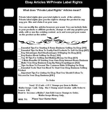 Product picture Make Money in Mail Order Selling eBay Articles